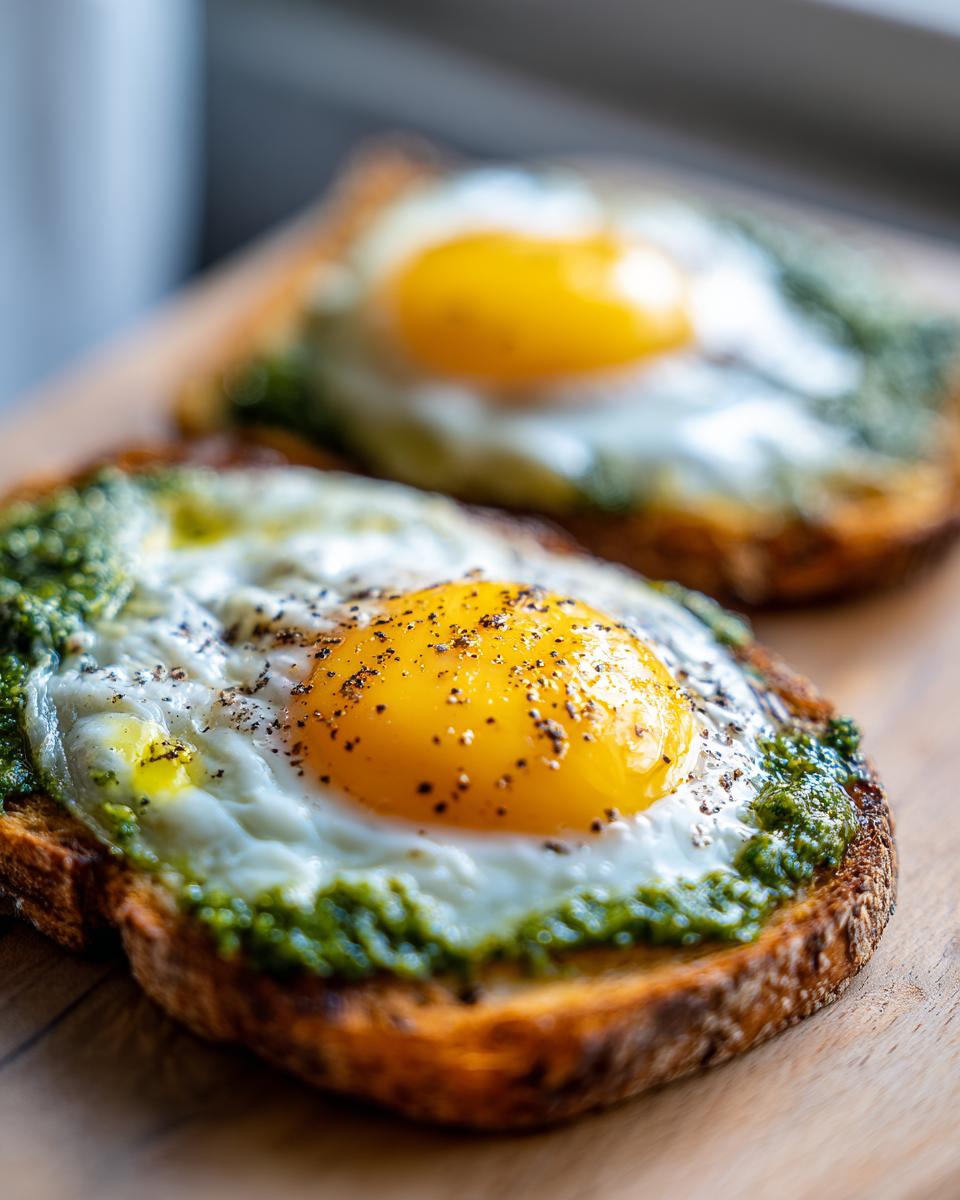 Eggs in Pesto on Toast – The Viral Breakfast Trick - detail 1