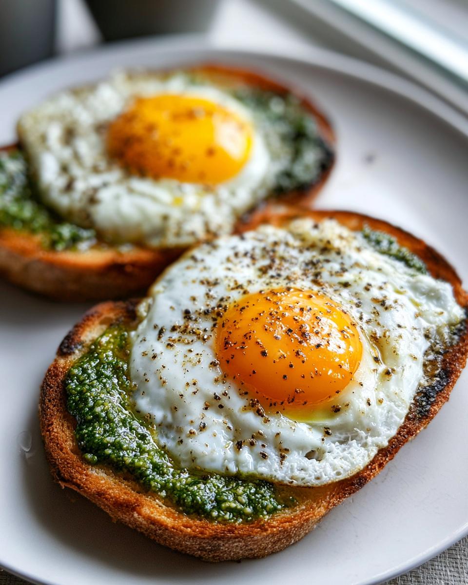 Eggs in Pesto on Toast – The Viral Breakfast Trick - detail 2