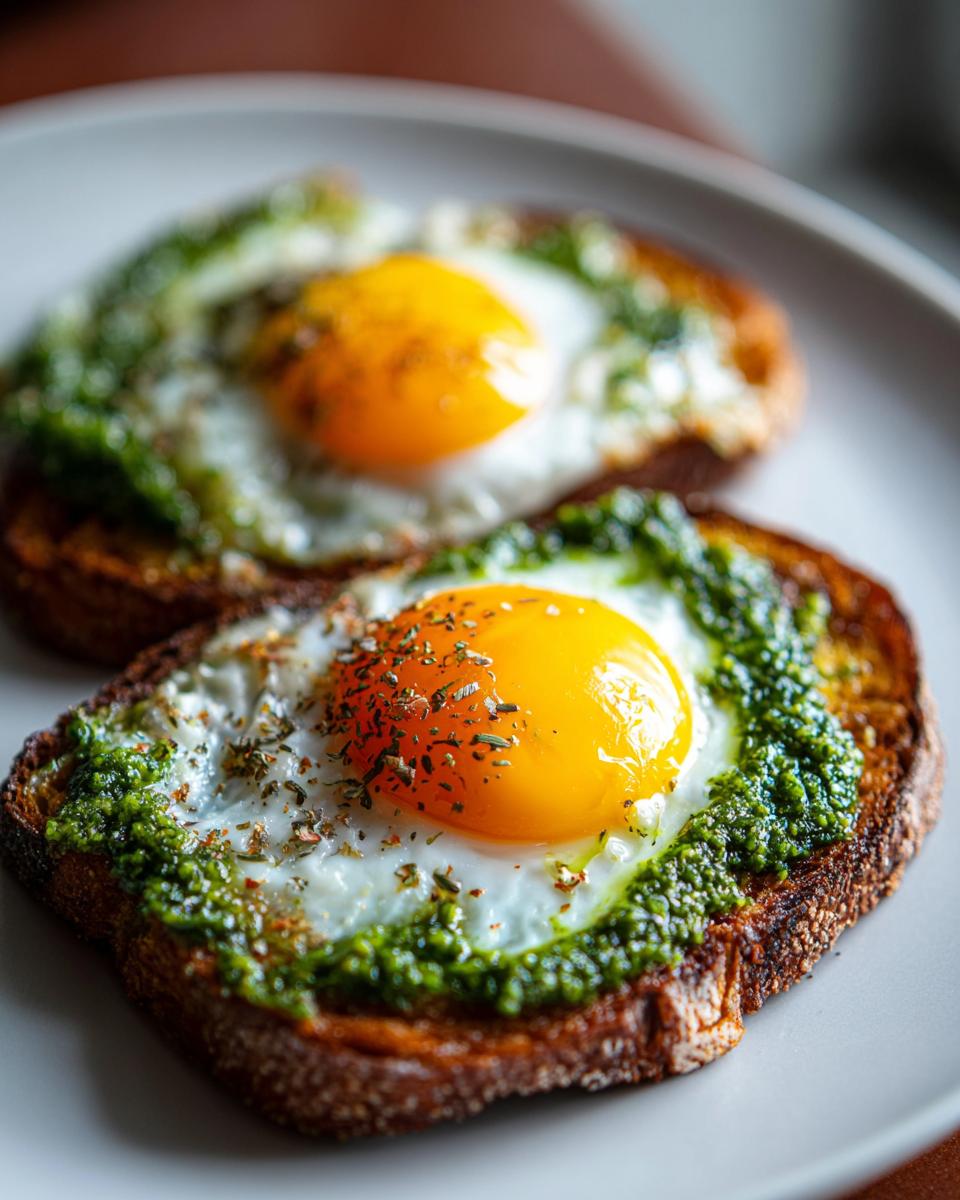 Eggs in Pesto on Toast – The Viral Breakfast Trick - detail 2