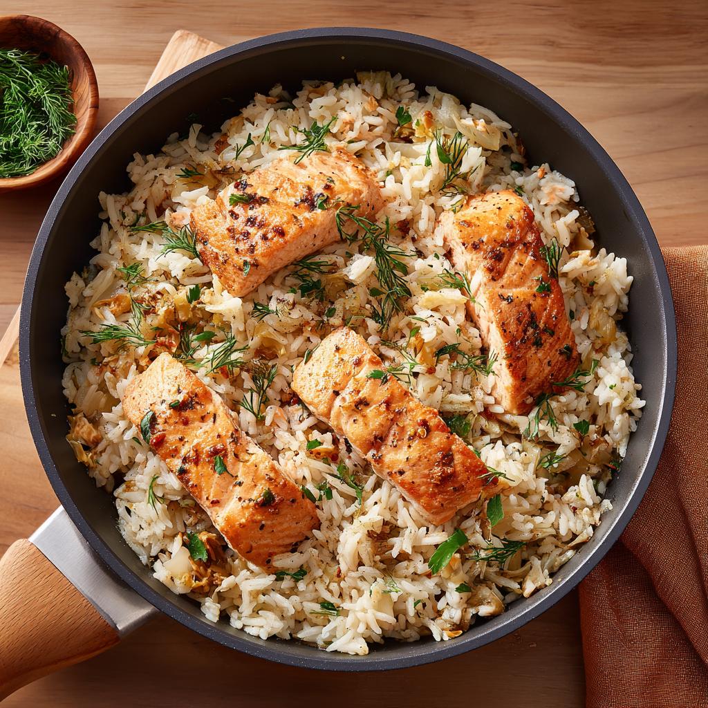 Five Ingredient Salmon Rice One Pot