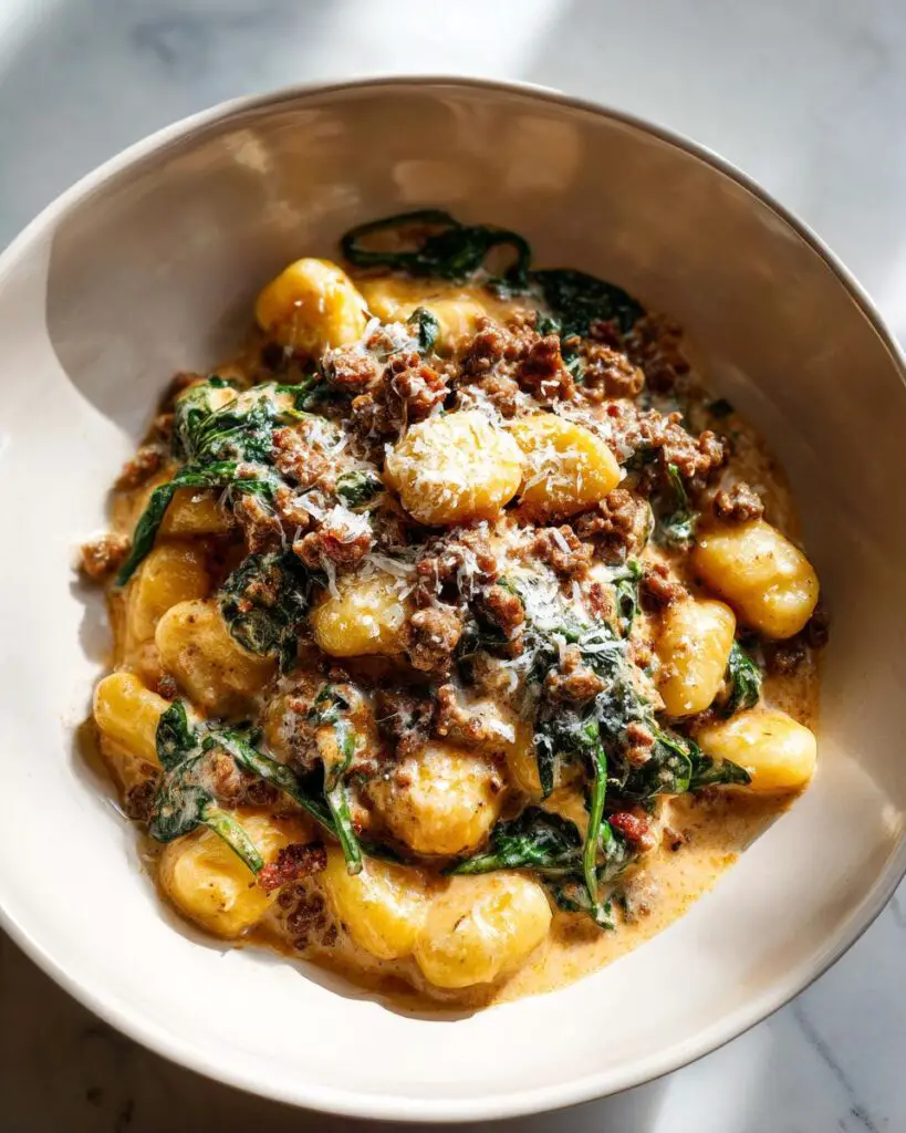 One-Pan Creamy Sausage and Spinach Gnocchi