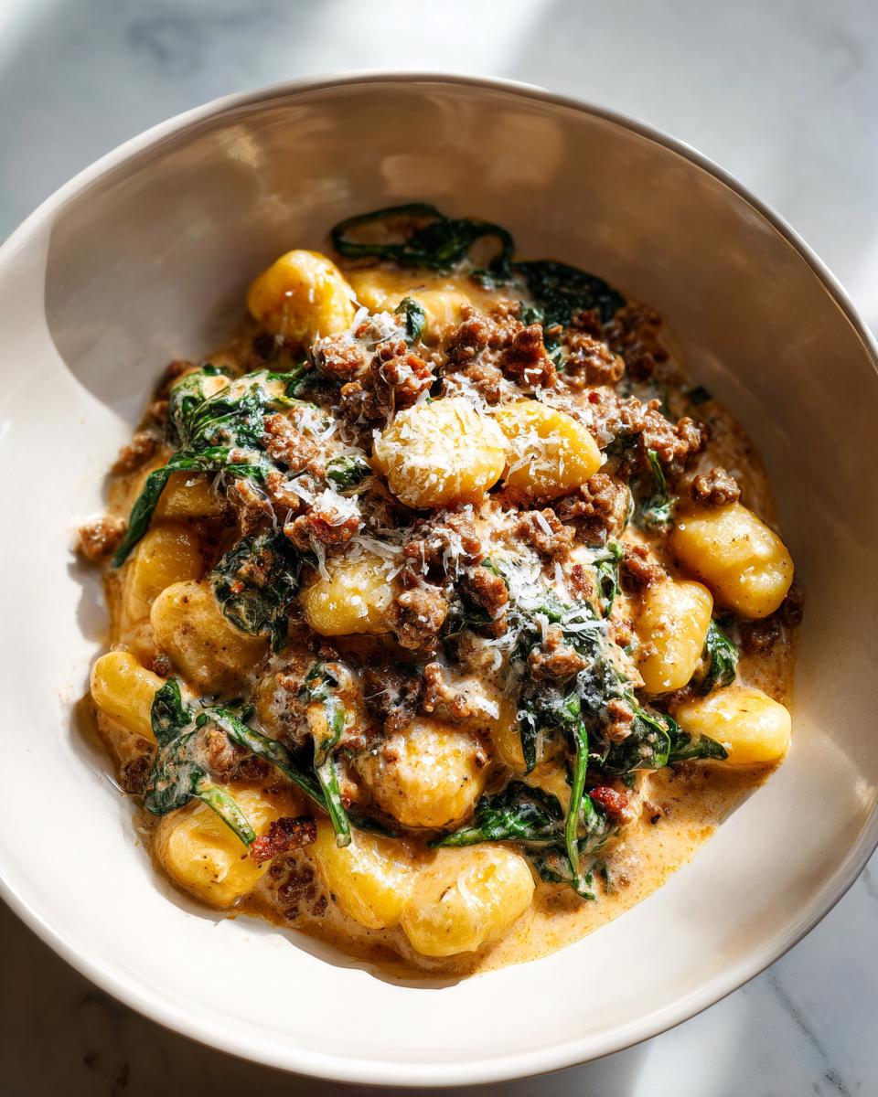 15-Minute One-Pan Creamy Sausage and Spinach Gnocchi Bliss 5 One-Pan Creamy Sausage and Spinach Gnocchi