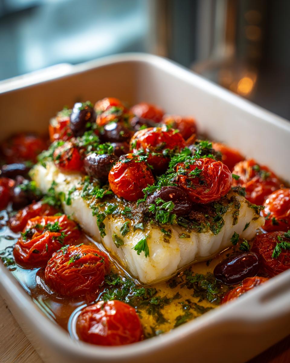 Oven Roasted Cod with Tomatoes Olives 4