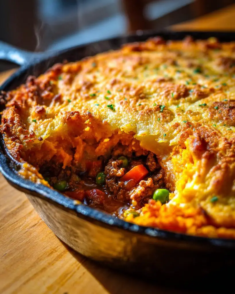 Skillet Cottage Pie with Sweet Potato Topping