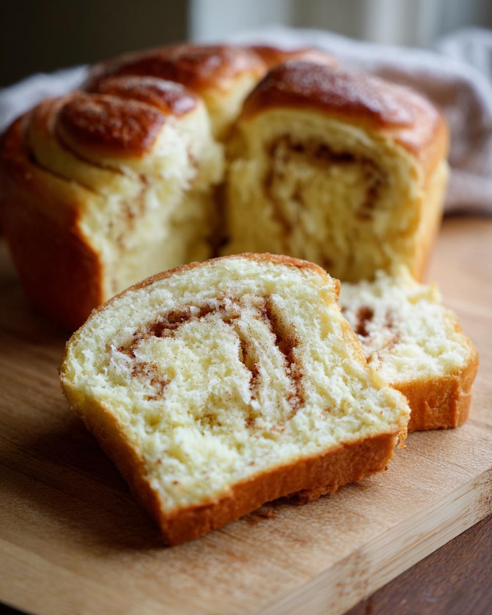 Close-up of sliced Cloud Bread Cinnamon Rolls, showing the cinnamon swirl.