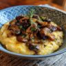 creamy polenta with mushrooms bowl