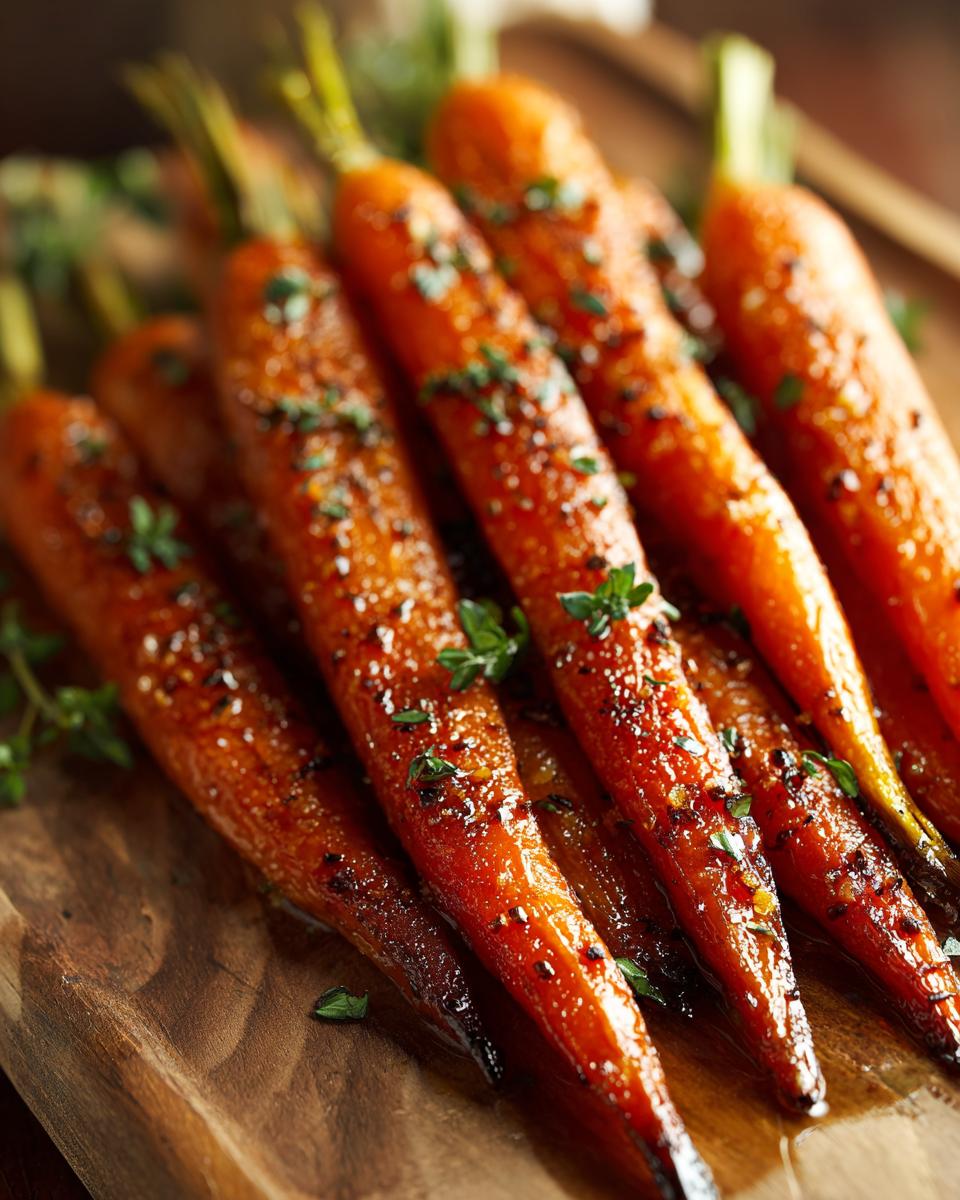 3 Reasons You'll Love These Amazing Glazed Carrots! 10 Close-up of perfectly glazed carrots garnished with fresh herbs, the recipe for Glazed Carrots.