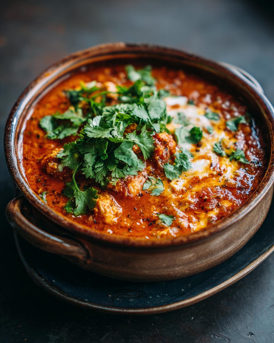 Close-up of a bowl of Instant Pot Chicken Enchilada Soup, garnished with cilantro.