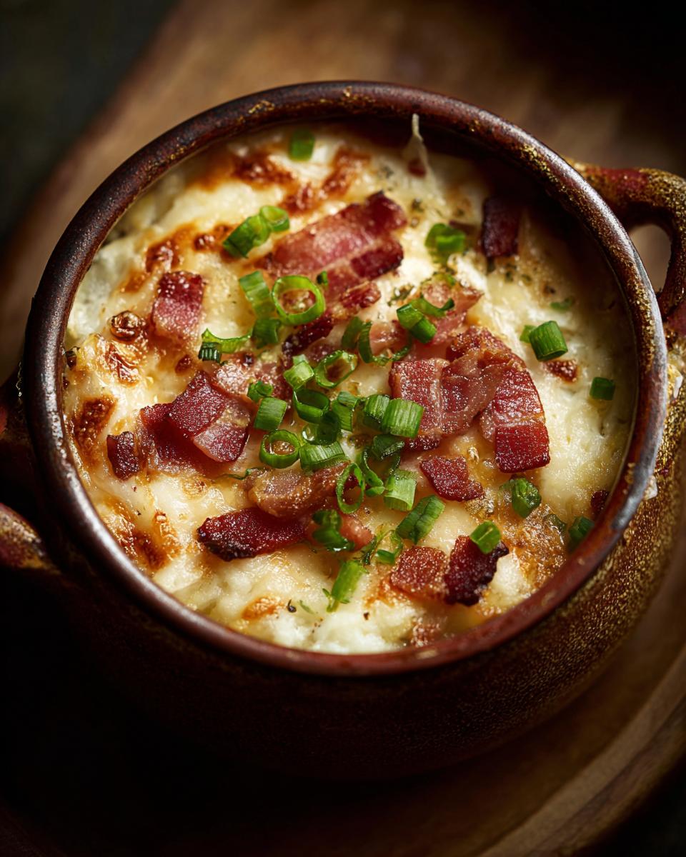 Make This Loaded Baked Potato Soup in 3 Easy Steps! 8 Close-up of a bowl of Loaded Baked Potato Soup topped with bacon and chives.