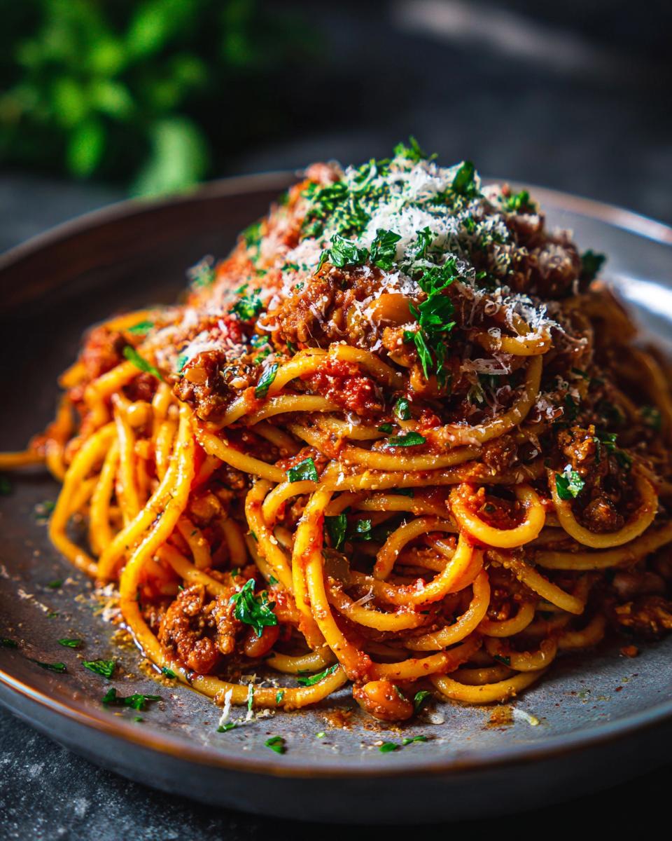 One-Pot Pasta e Fagioli Soup: 1 Recipe for Joy! 9 Close-up of a plate of Pasta e Fagioli Soup with meat sauce, garnished with herbs and cheese.