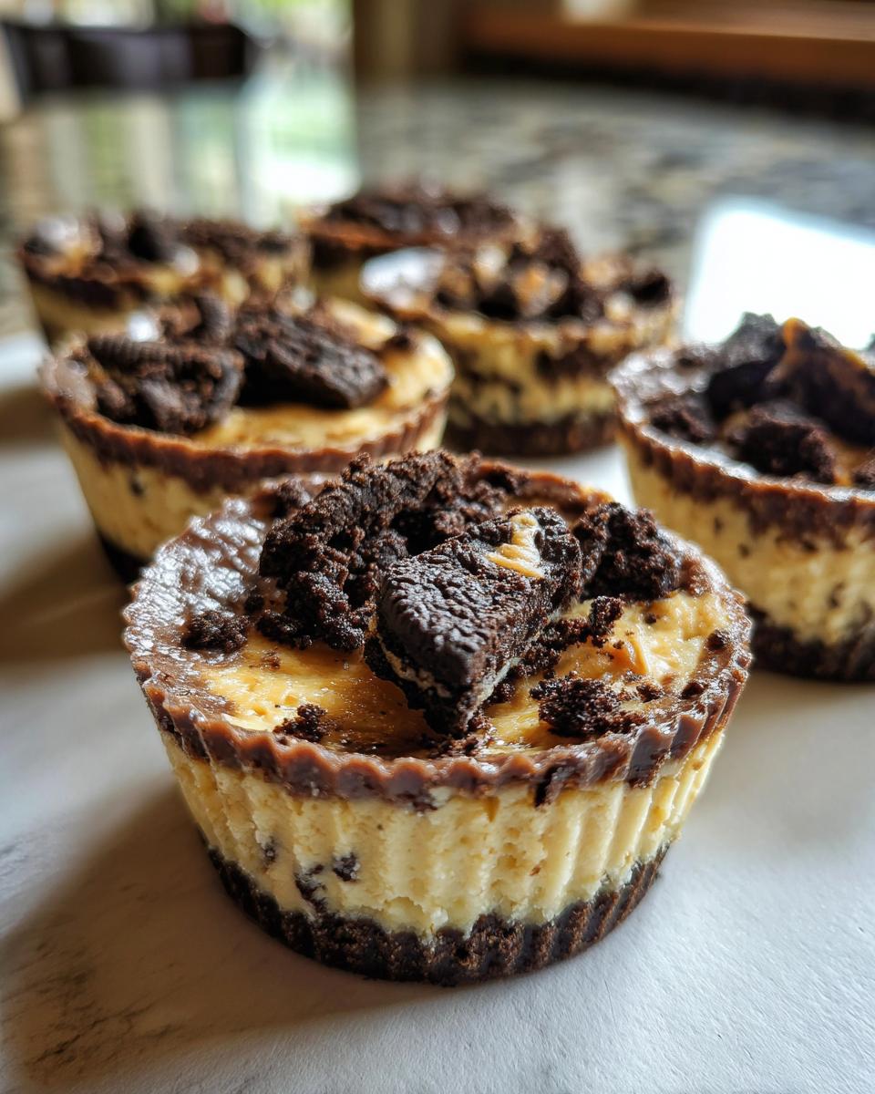 Close-up of several Peanut Butter Oreo Fudge Cups, a quick and easy dessert.