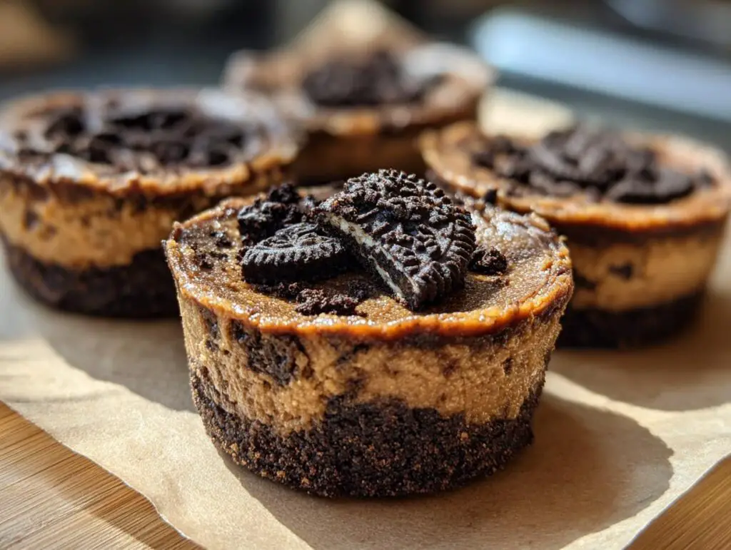 Close-up of Peanut Butter Oreo Fudge Cups, a quick and easy dessert.