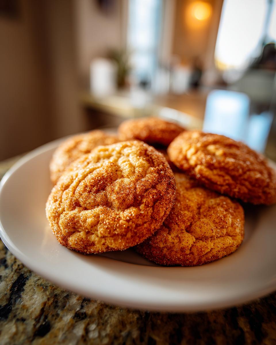 Close-up of a plate of soft-baked maple brown sugar cookies, showing texture and sugar coating.