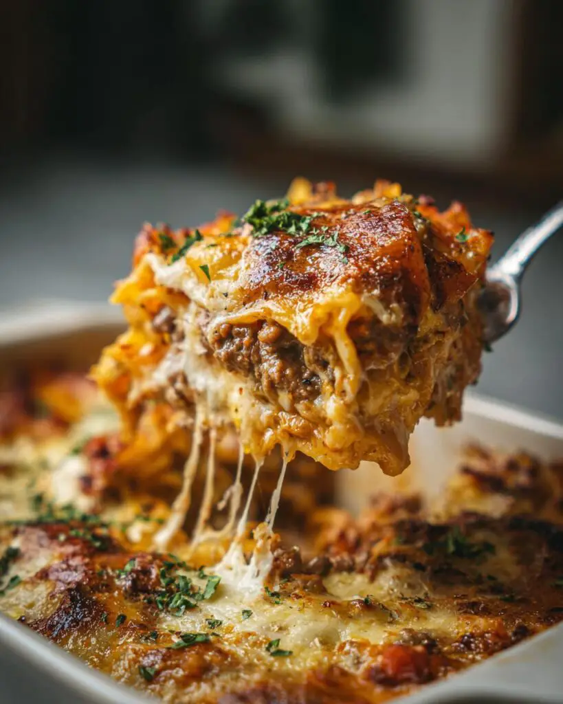 beef noodle casserole slice cheesy 1