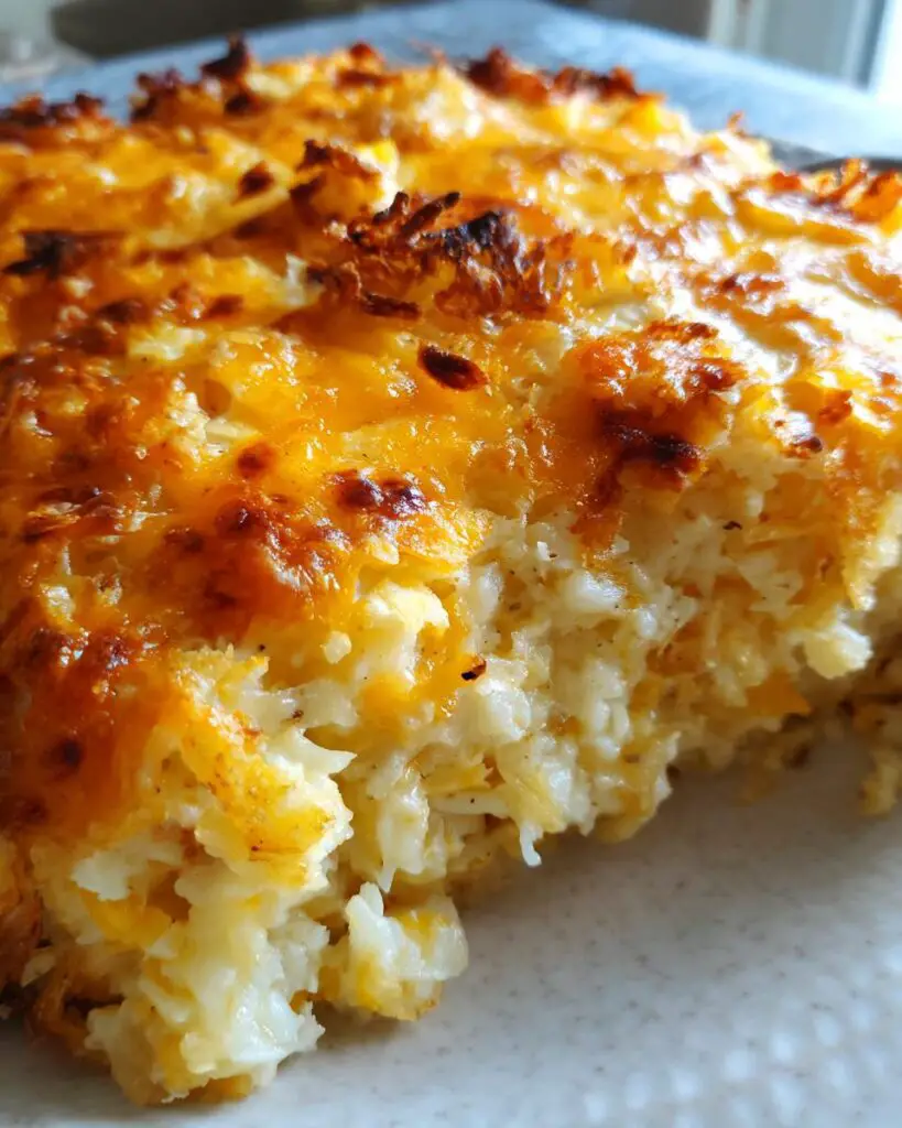 cheesy hash brown casserole close up 1
