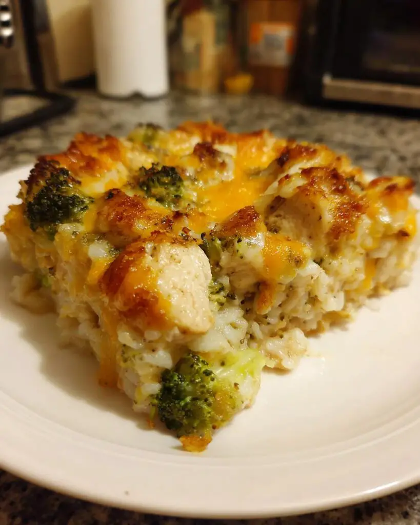 chicken broccoli rice casserole slice 4 1