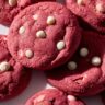 christmas pink velvet cookies close up 1