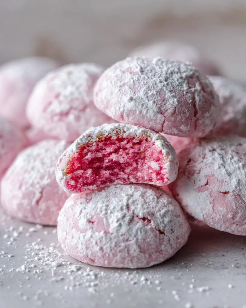 christmas pink velvet cookies close up 2
