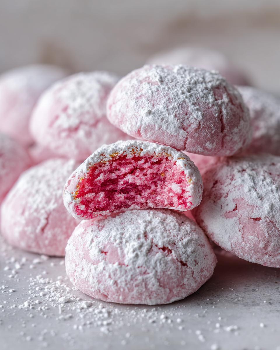 christmas pink velvet cookies close up 2