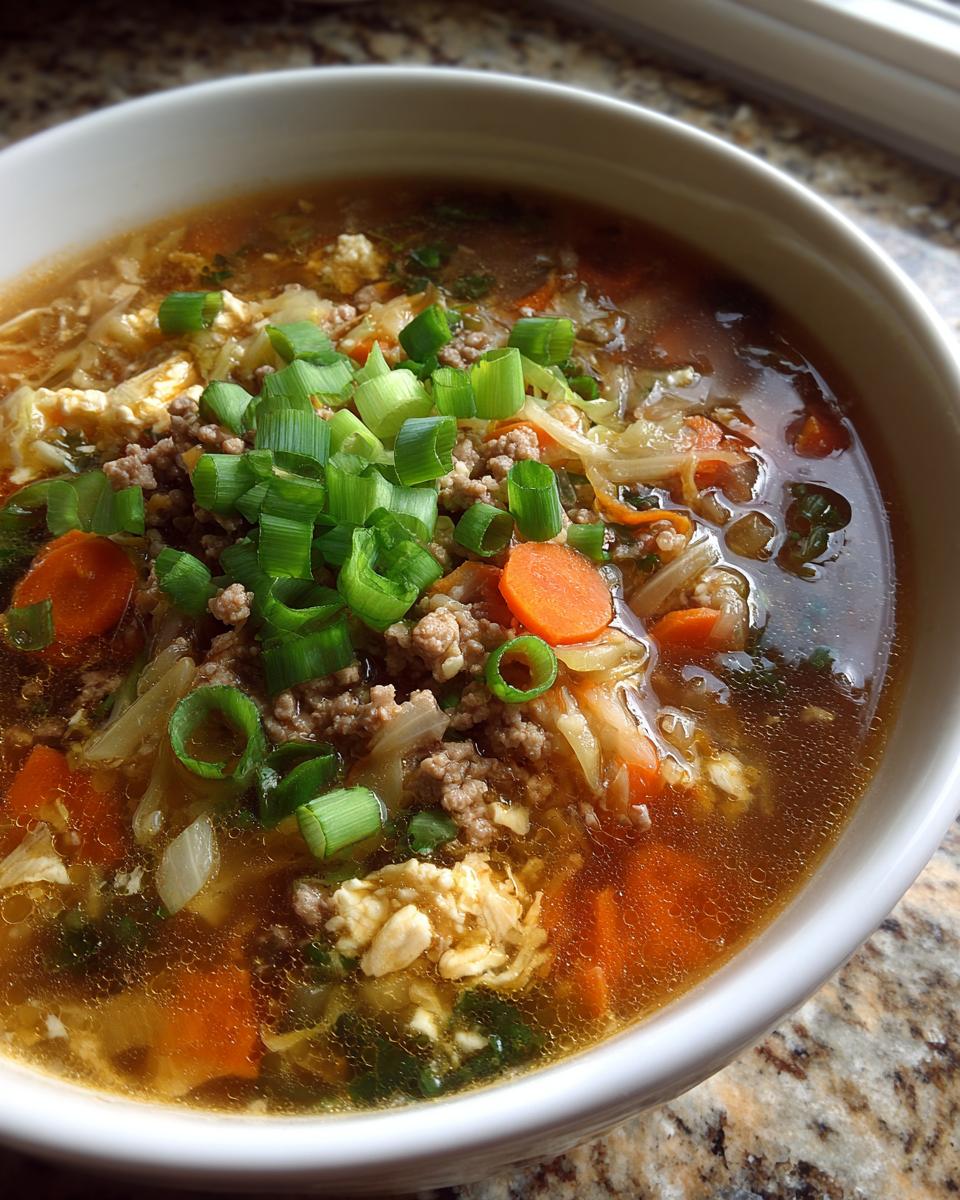 cozy one pot egg roll soup bowl 2