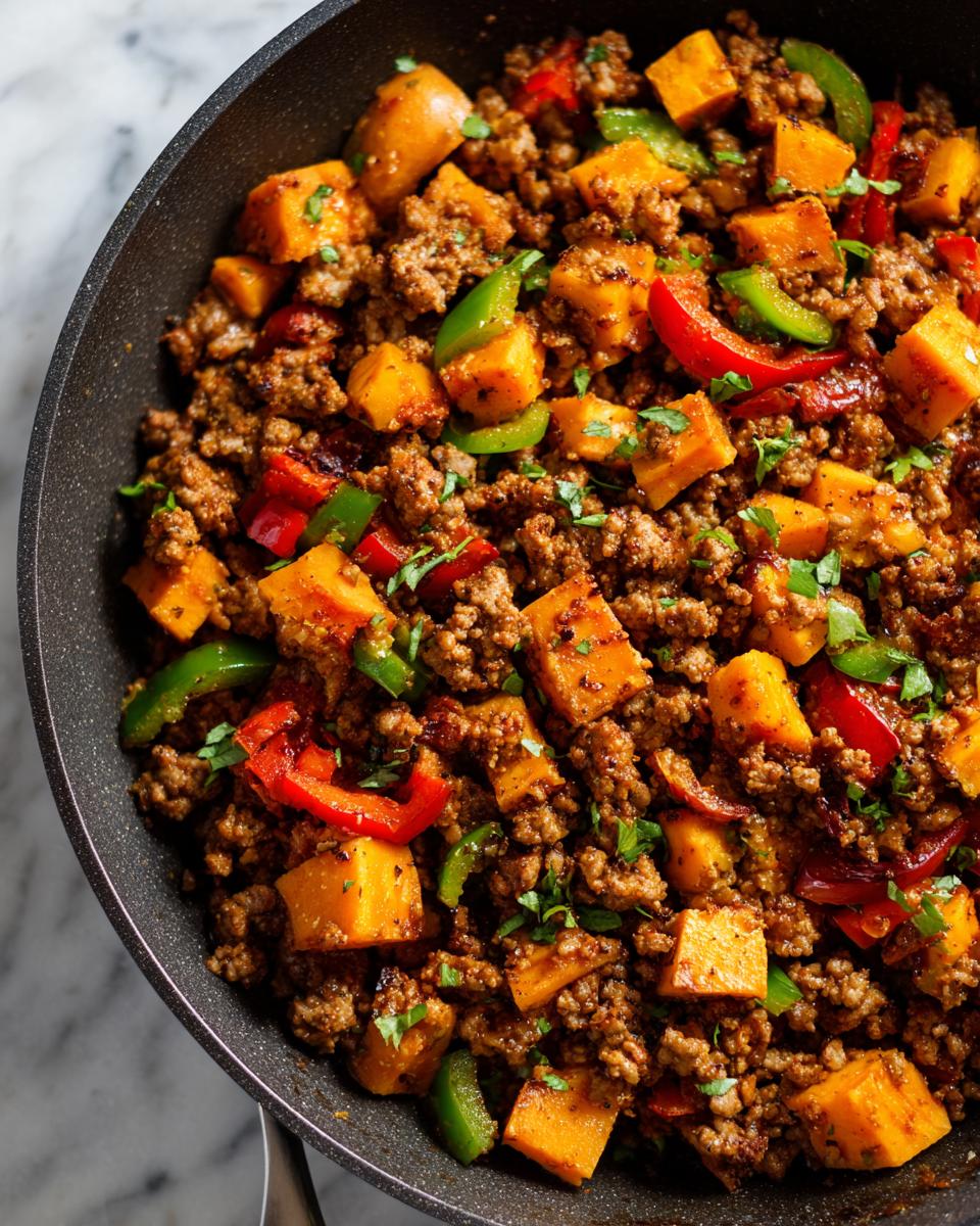 ground turkey sweet potato skillet pan 1
