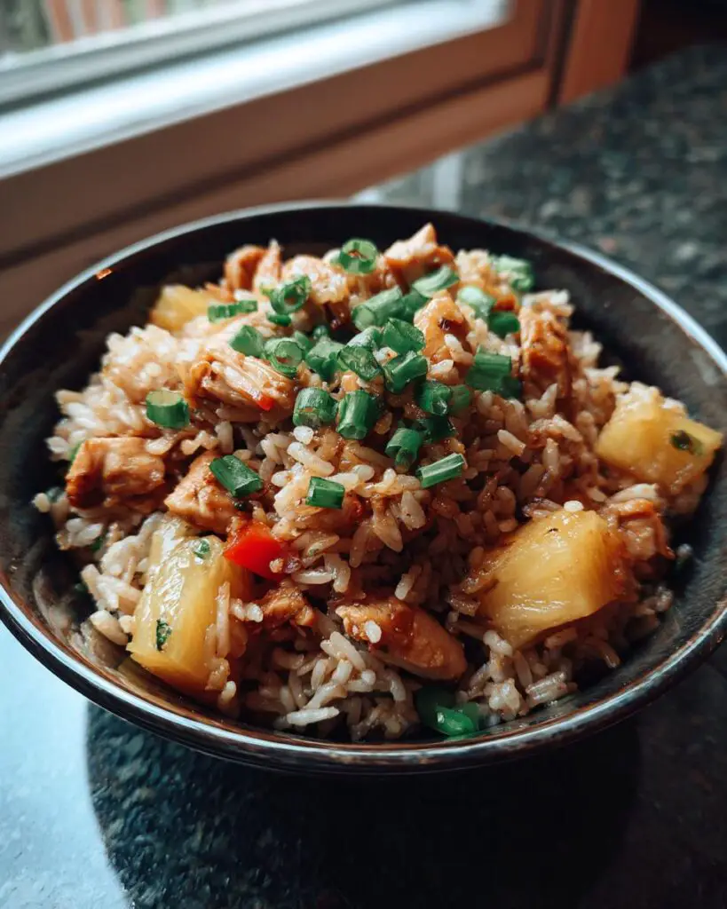 hearty pineapple chicken and rice bowl 1