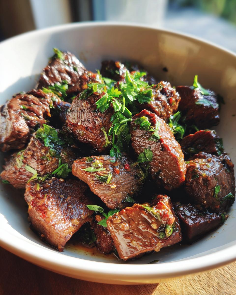 high protein beef bites garlic butter