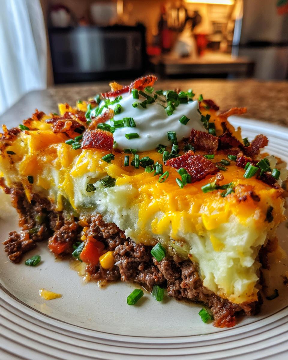 Make 1 Delicious *Loaded Shepherd’s Pie*! 1 loaded shepherds pie slice 2 1