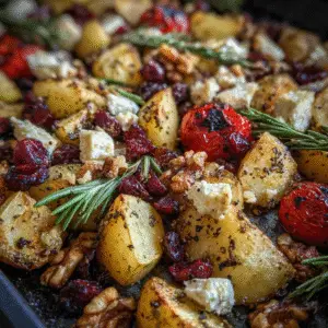Roasted Veggie Sheet Pan with Feta, Walnuts & Cranberries