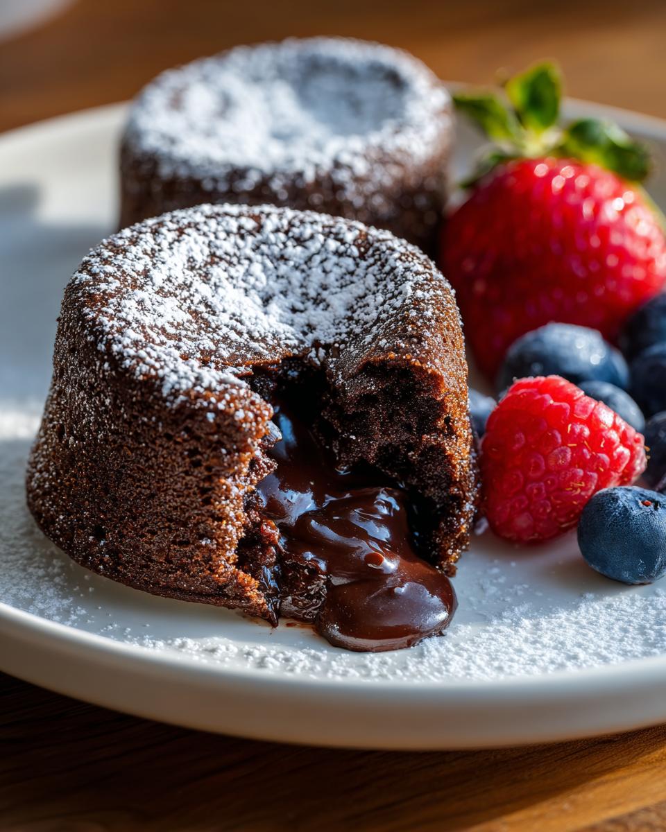 molten chocolate lava cake with berries 1