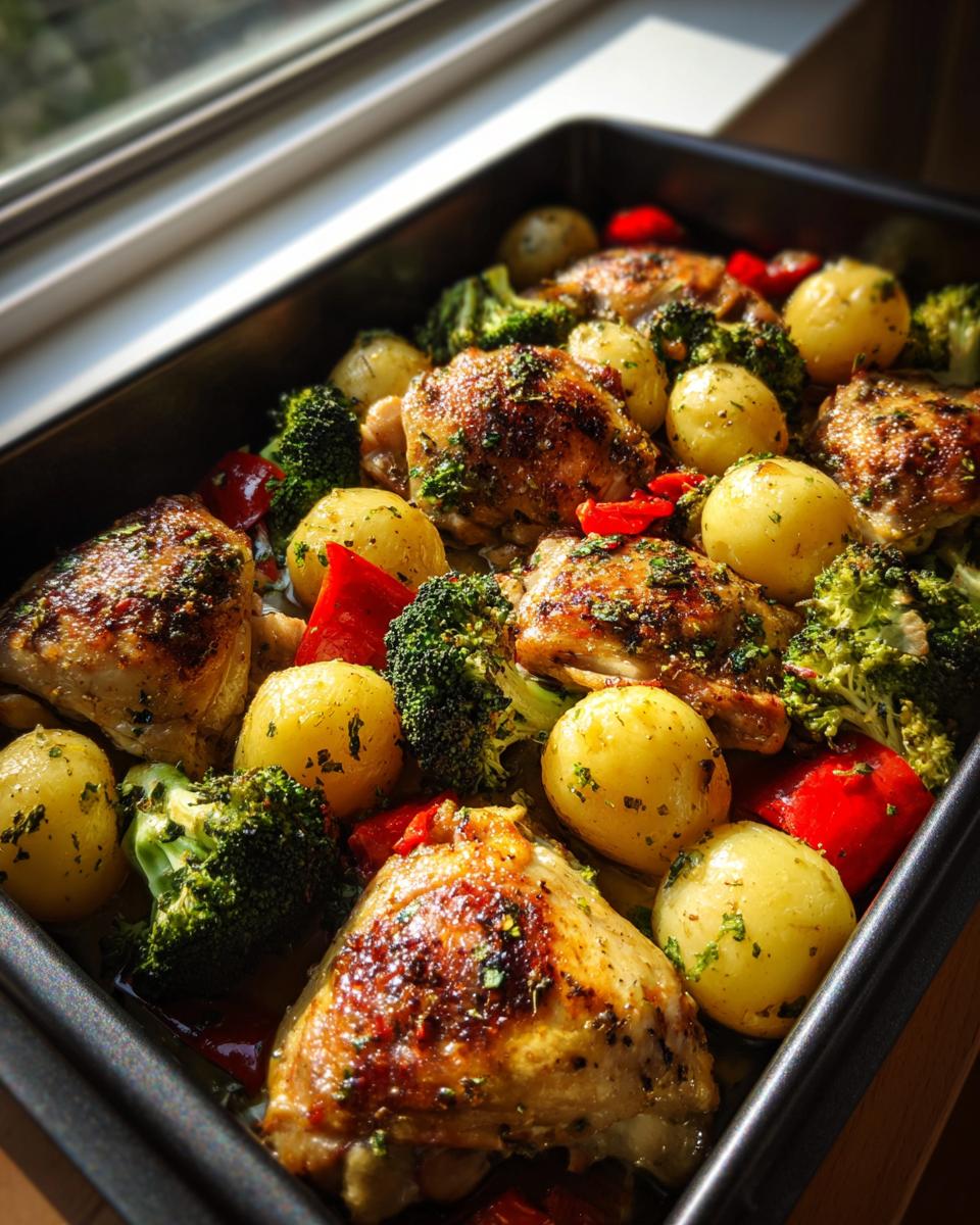 one pan garlic butter chicken thighs veggies 2 1