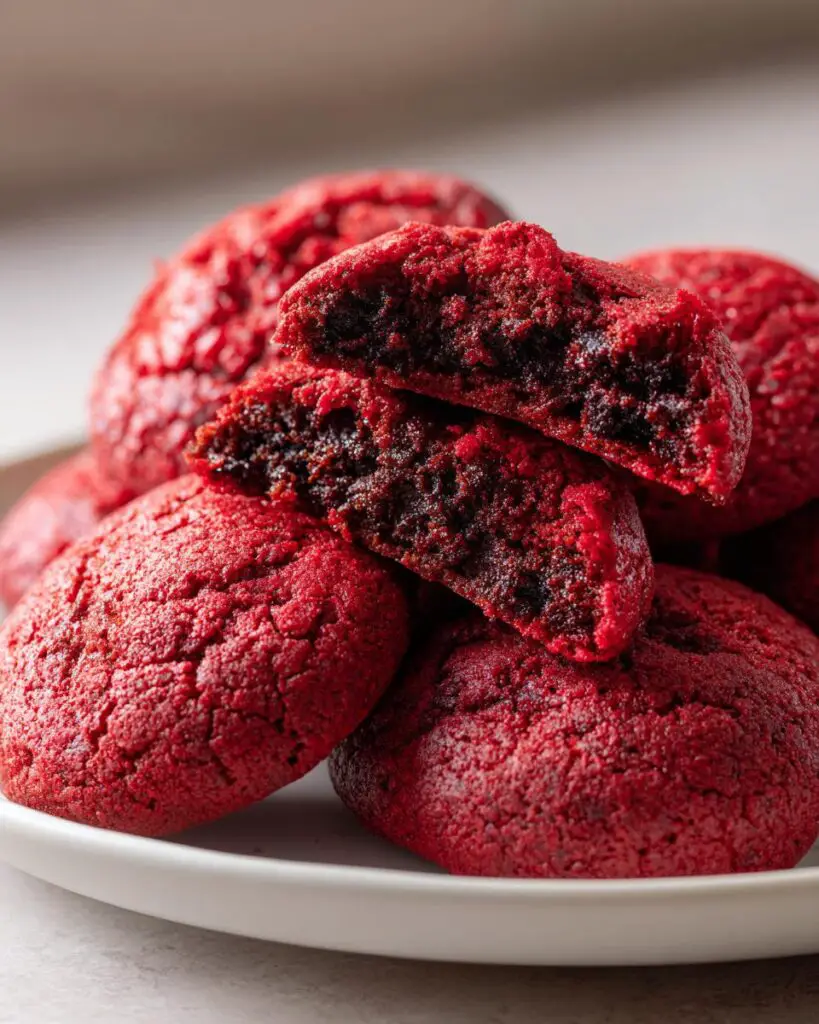 red velvet cookies close up 1
