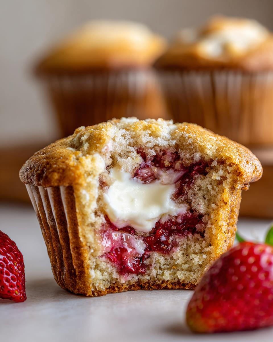 4 Tips to Bake Delicious Strawberry Cream Cheese Muffins 1 strawberry cream cheese muffin bite