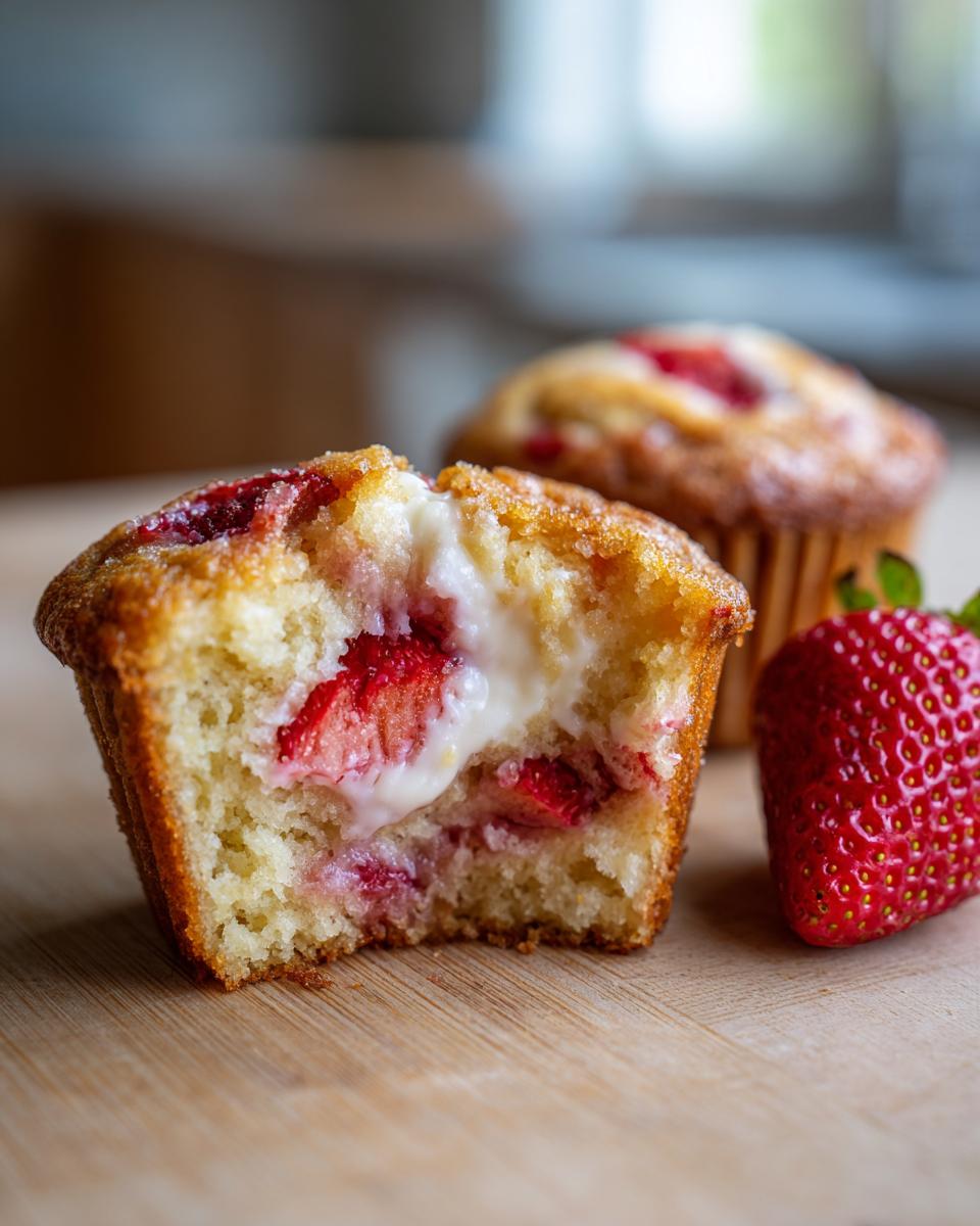 Strawberry Cream Cheese Muffins: 3 Tips for Perfection 1 strawberry cream cheese muffin cut open 1