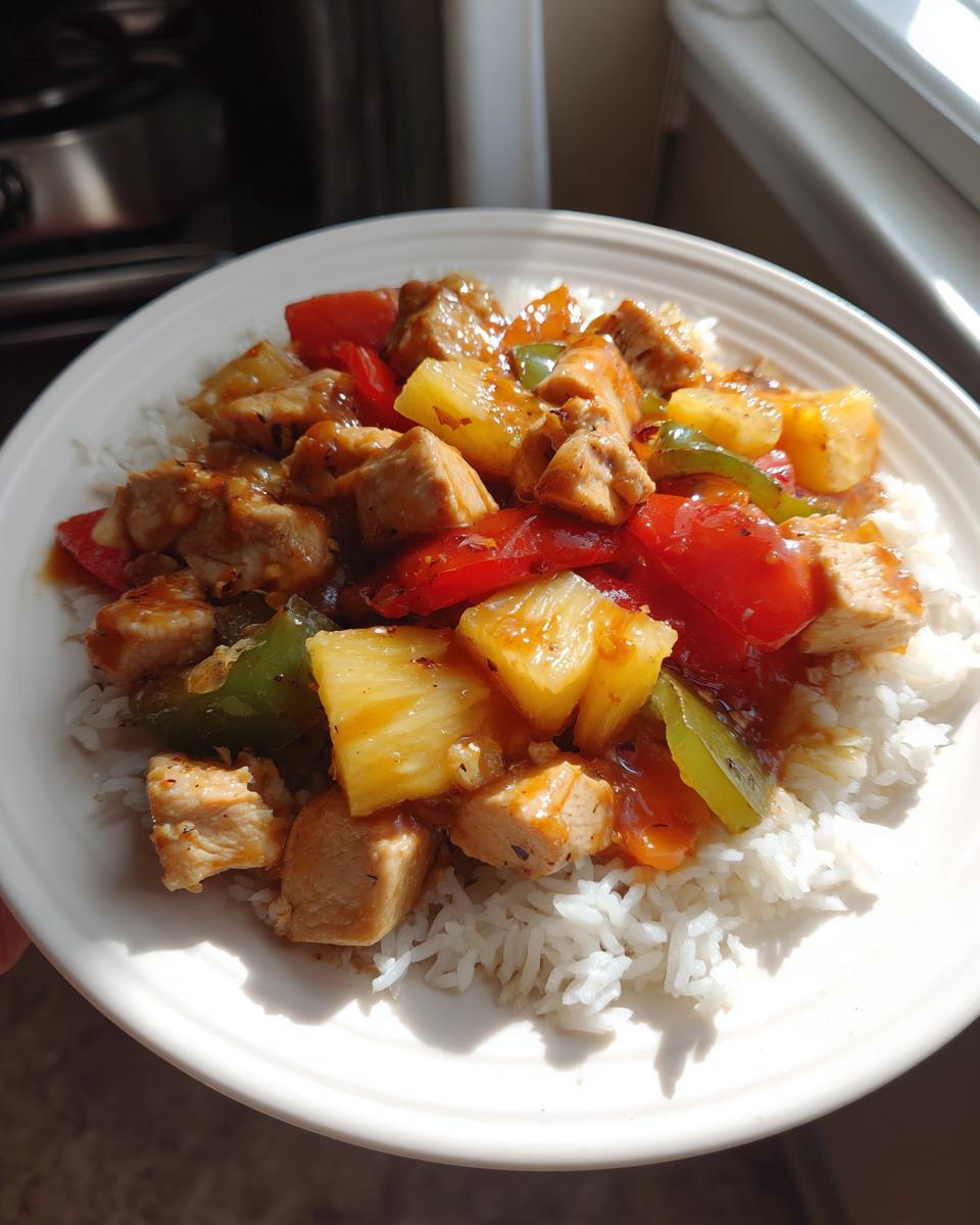 tasty pineapple chicken and rice plate 1 2