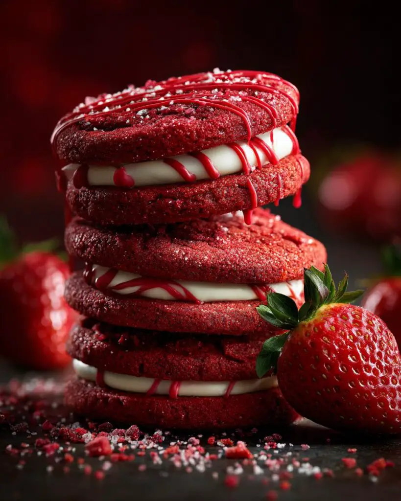 valentine strawberry cookies stack