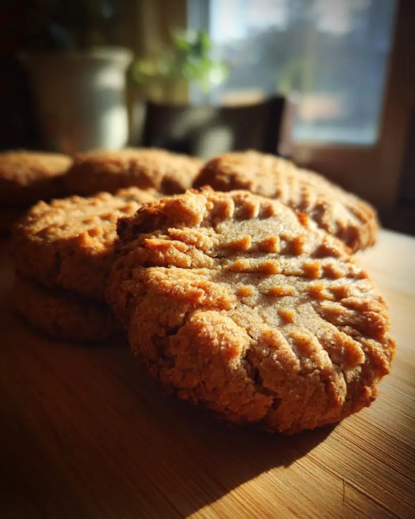 3 ingredient peanut butter cookies close up 2