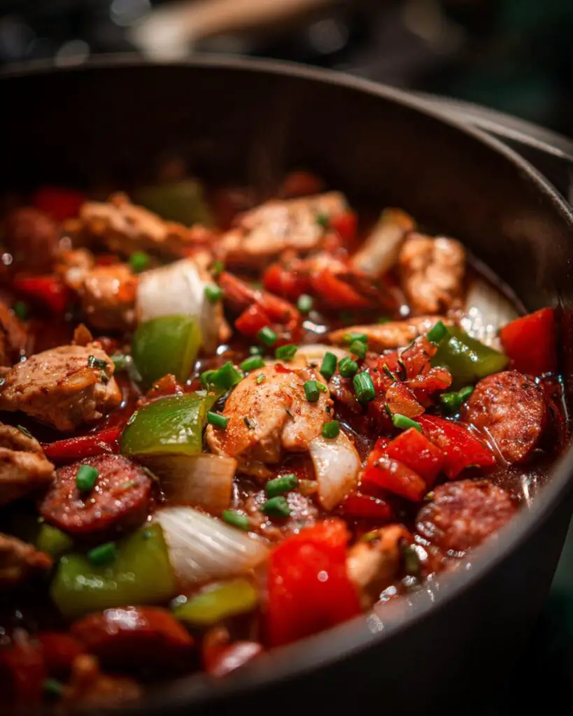 chicken sausage gumbo close up