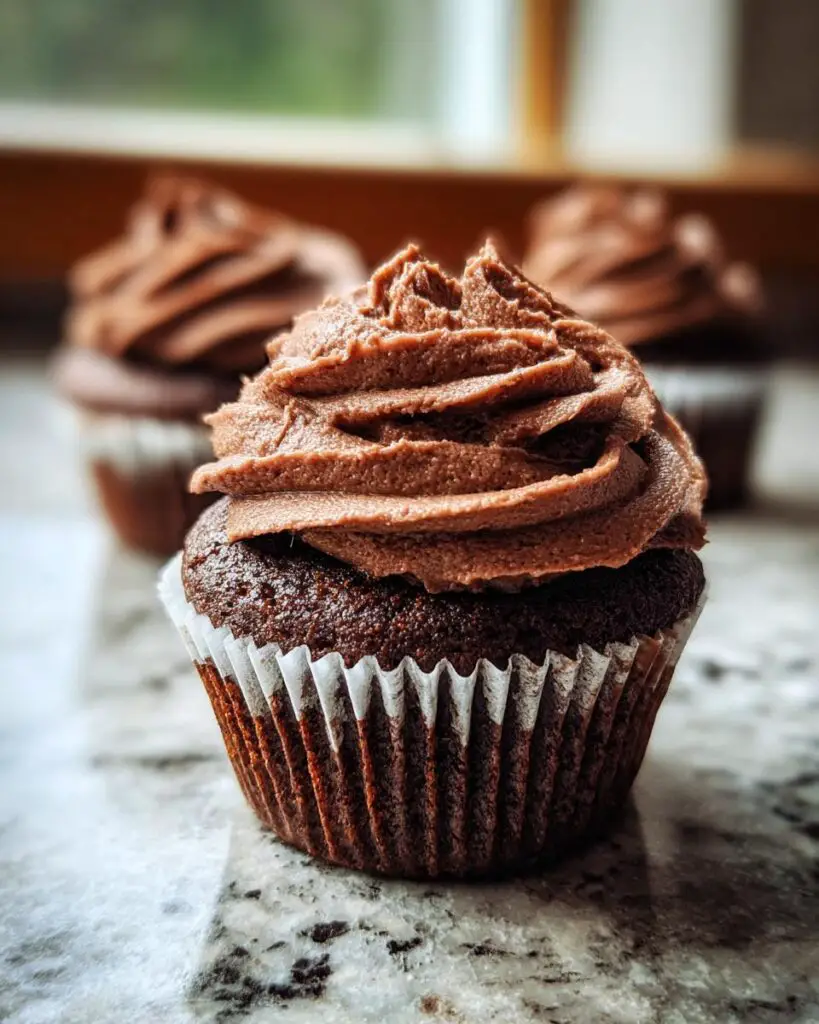chocolate peanut butter cupcake close up 1