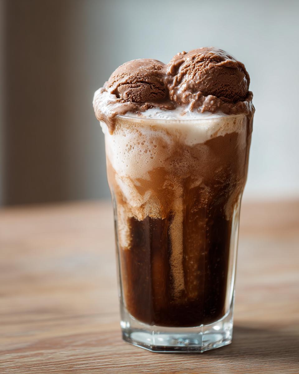 Guinness Chocolate Stout Float: 2 Ingredients, Pure Bliss! 2 A tall glass of Guinness Chocolate Stout Float topped with chocolate ice cream.