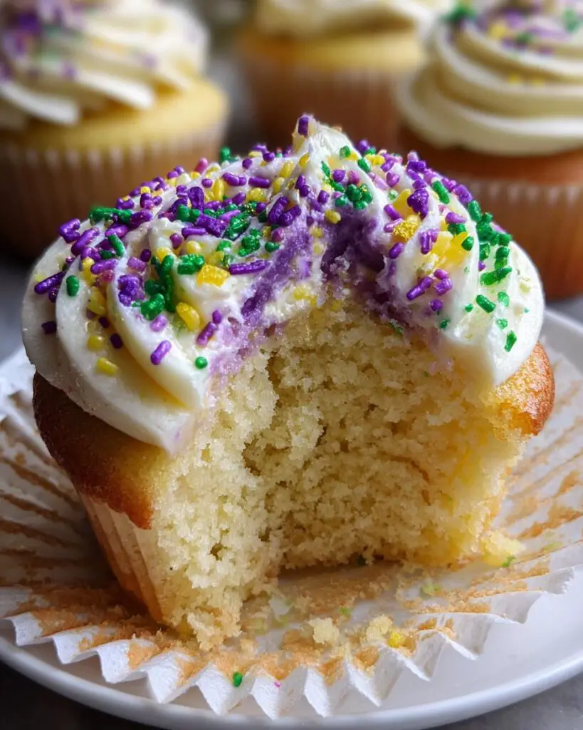 mardi gras cupcake bite taken 1