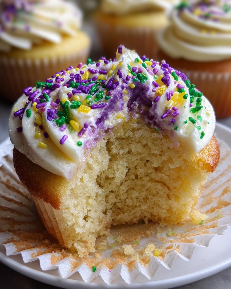 mardi gras cupcake bite taken 1