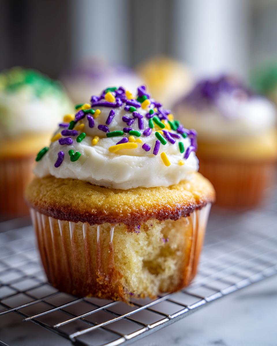 mardi gras king cake cupcake sprinkles