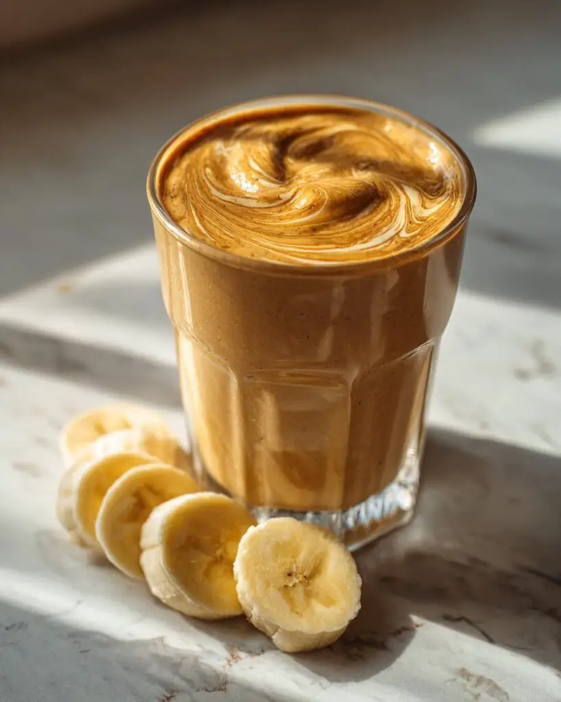 peanut butter banana smoothie glass 1