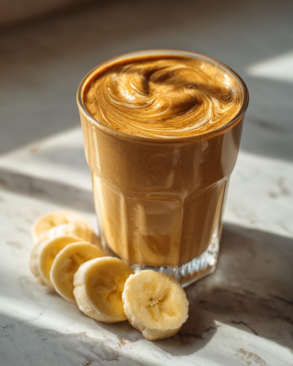 peanut butter banana smoothie glass 1