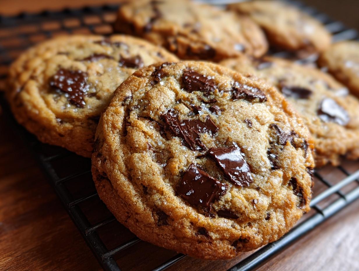 Close-up of freshly baked chocolate chip cookies. This Tastes Like It Came from a Bakery!