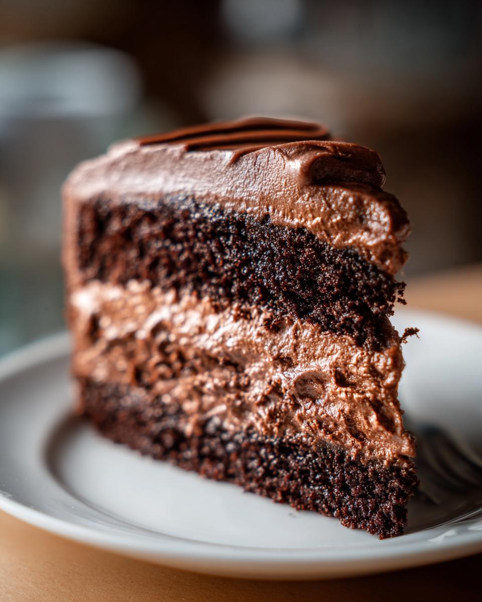 Close-up of a slice of rich chocolate cake, a treat for This Is What Chocolate Lovers Dream Of.