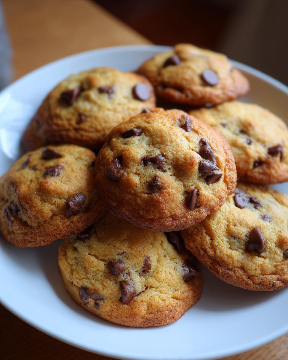 Close-up of a plate of chocolate chip cookies, the most addictive dessert.