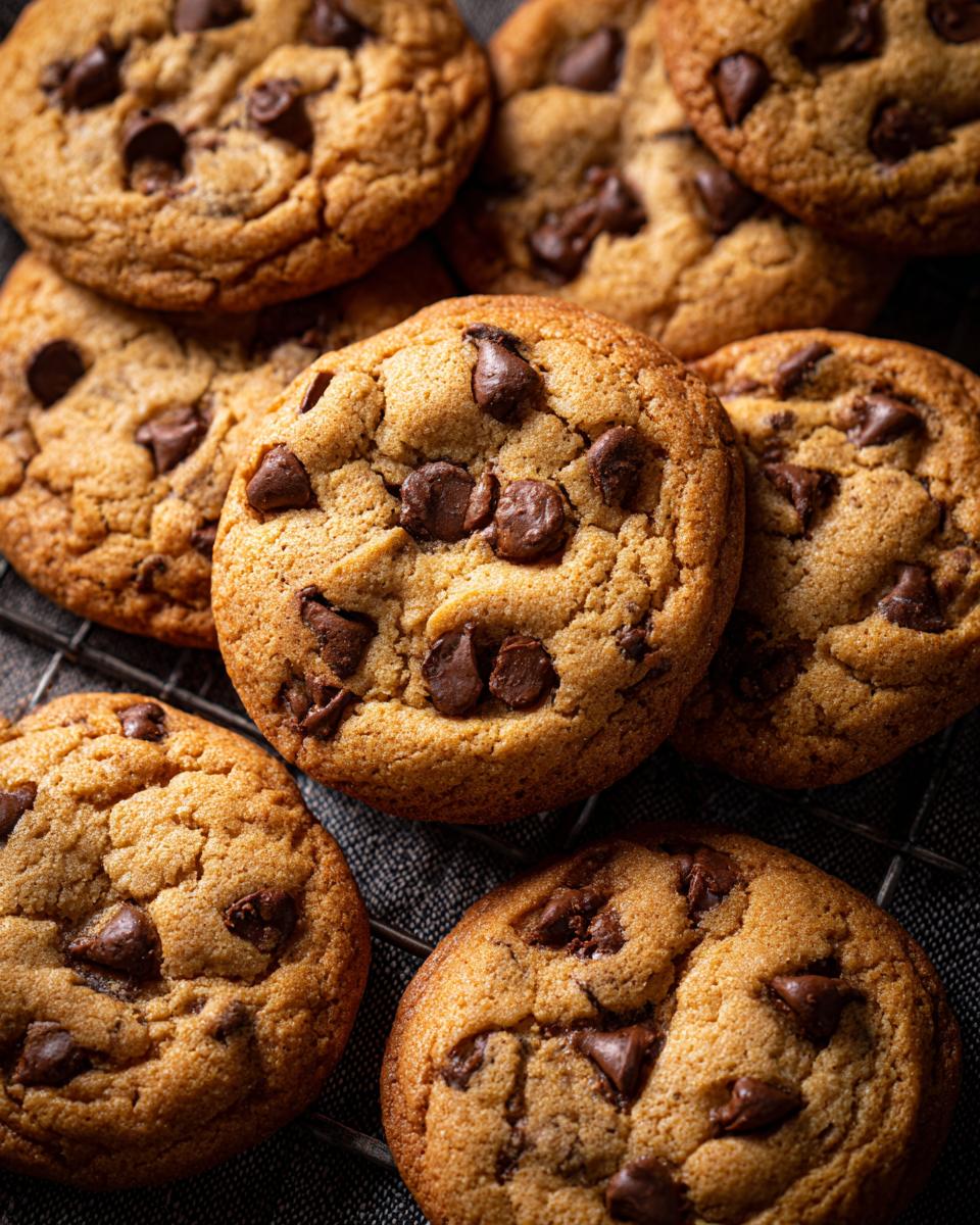 Close-up of freshly baked chocolate chip cookies, perfect for The Perfect Dessert for Family Gatherings.