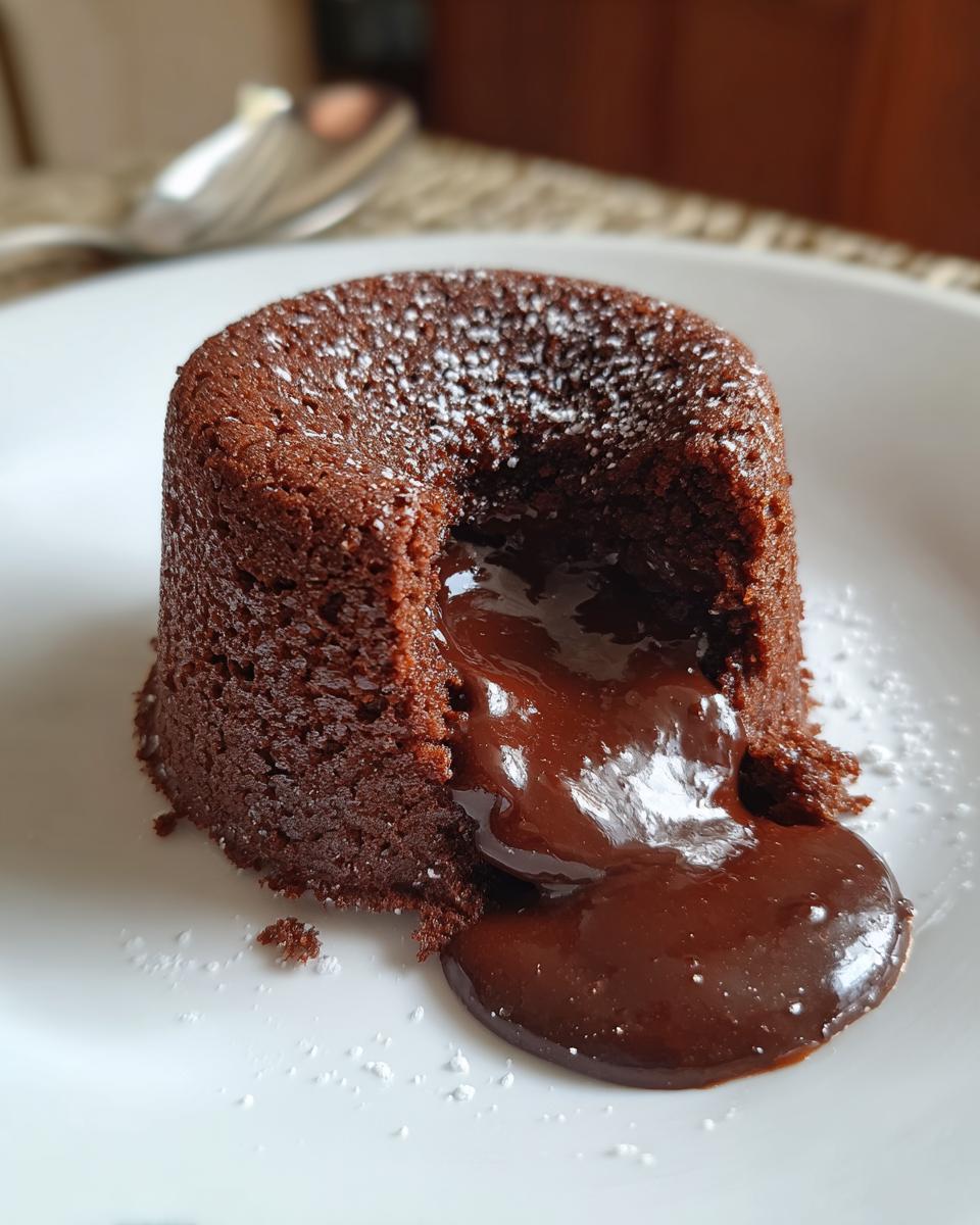 Close-up of a chocolate dessert with a molten chocolate center, the chocolate dessert that breaks the internet.
